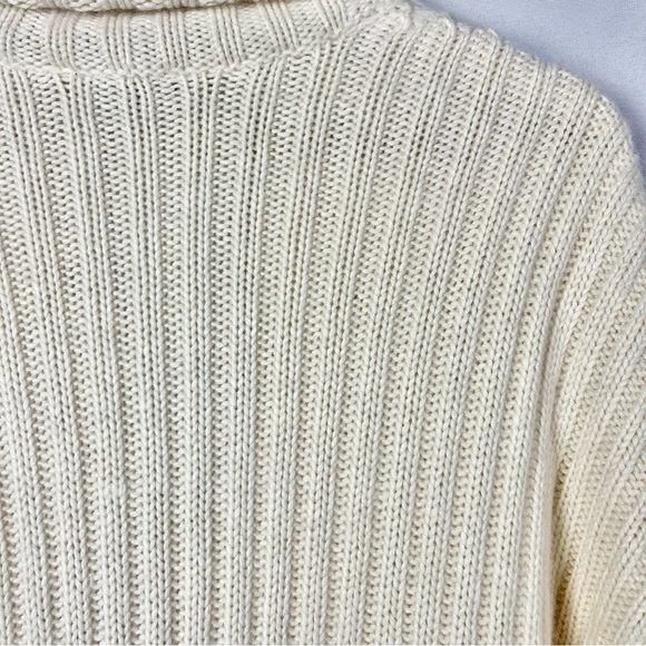 Ann Taylor Cream Cowl Neck Ribbed Long Sleeve Knit Sweater M - Picture 4 of 5